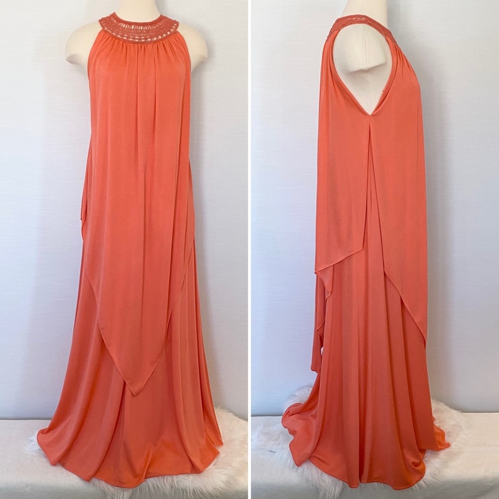Vintage I.Magnin 70s Grecian Goddess Flowy Maxi Gown Halter Slip Dress Kaftan - Picture 11 of 11